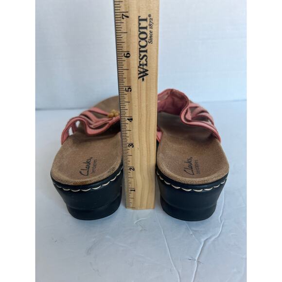 Clarks Lexi Myrtle Low Wedge Bendables Slide Leather Comfort Sandals Sz 10 Wide - Picture 7 of 10